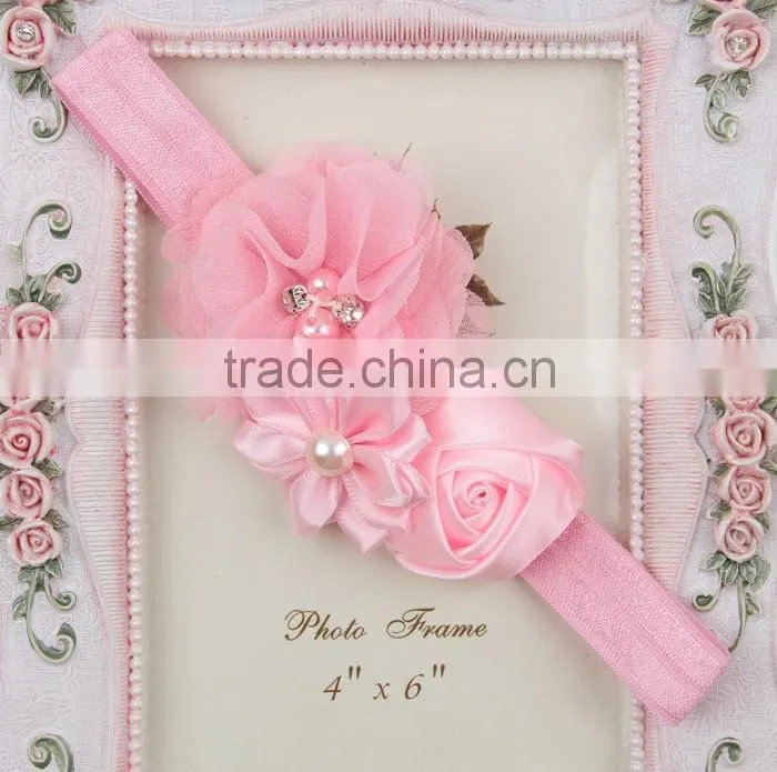 2016 Baby girl hair accessories various flower elastic headband for kids handmade baby headbands