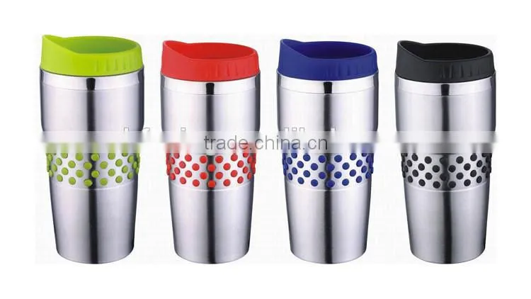 Stainless steel double wall 16oz travel mugs with handle