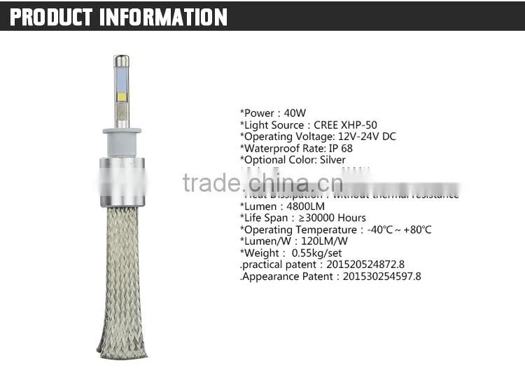 3S 40W 4800lm Auto LED Car Headlight Bright Light