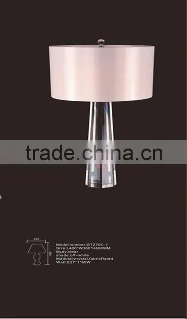 led light crystal table decoration&light up bar table with beige fabric shade