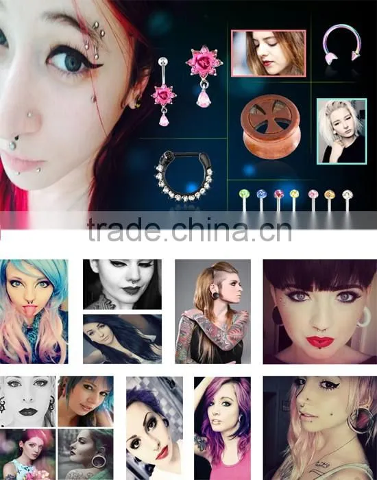316L Barbell UV Glitter Bioplast Tongue Rings Body Piercing
