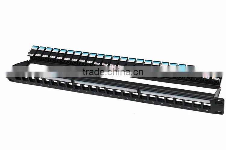 Empty patch panel, 24 Port 1U Keystone Jack Snap in Blank Panel for Cat5e Cat6 RJ45 19 inch