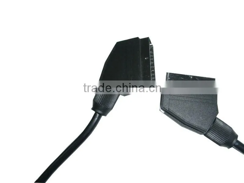 High quality 21 Pin male to male scart cable Lead Fully Wired Video TV