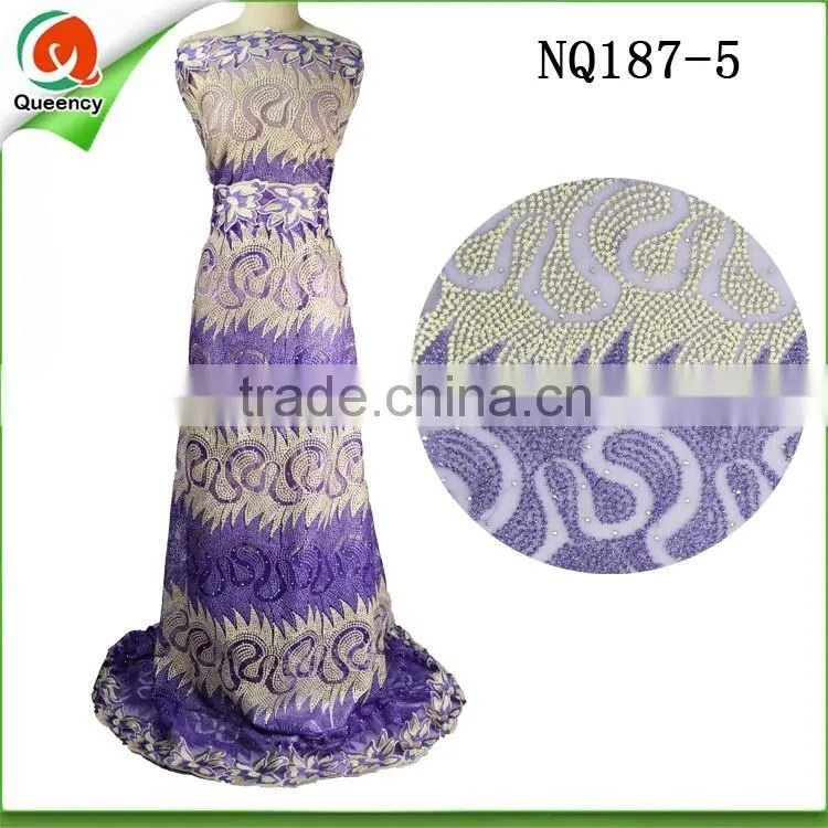 guangzhou lace african white french lace fabric with stone NQ198-1