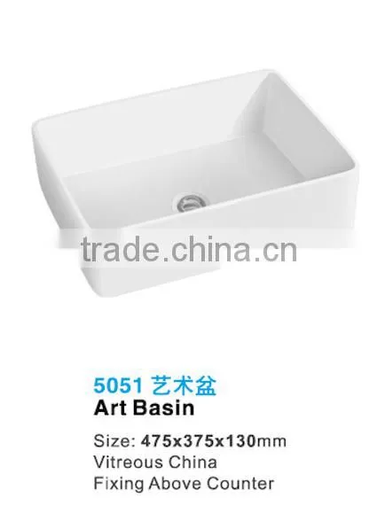 Ceramic rectangle shape bathroom sink