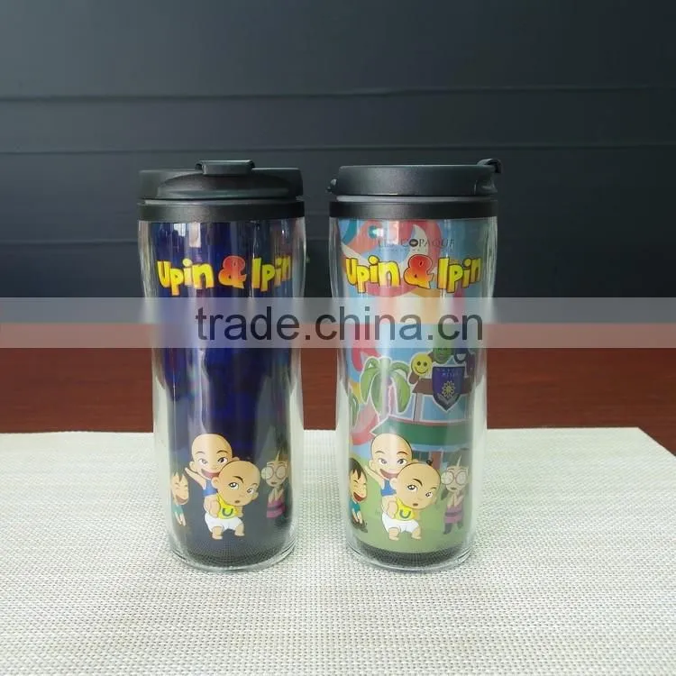 13oz custom logo double wall plastic color changing magic coffee cup