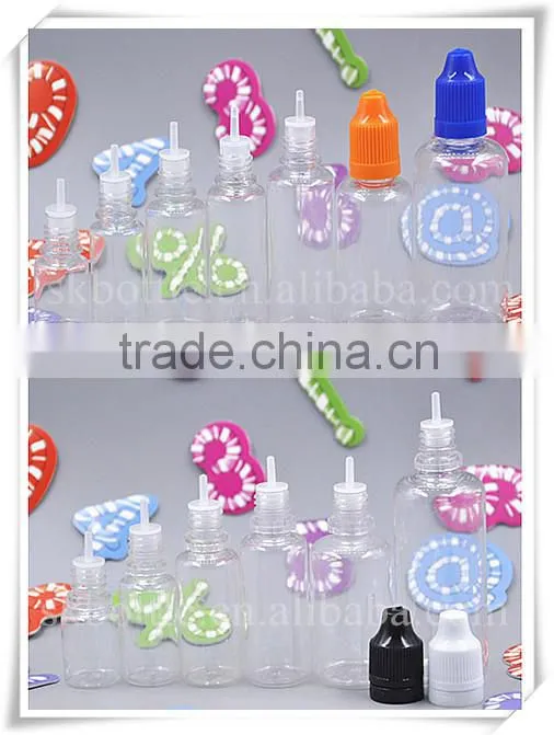 5ml 10ml clear PET plastic e liquid bottle with childproof lid