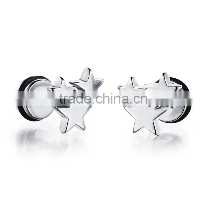 316L jewellery for men factory price triple star earring