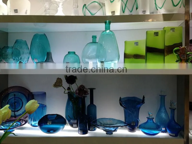 Decorative Hand Blown Glass Vase, Retro Art Deco