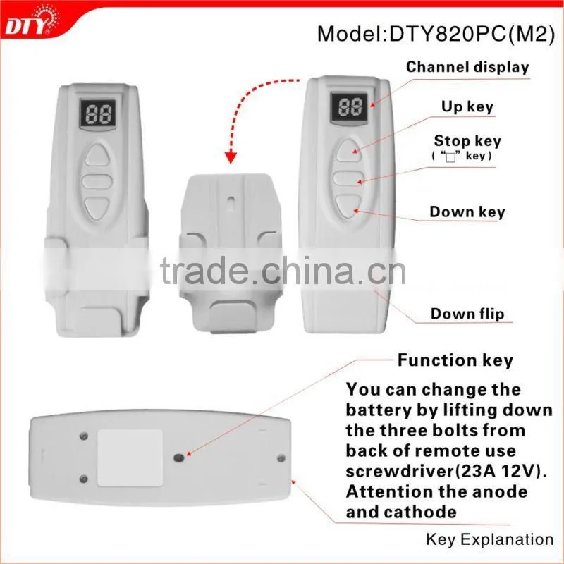 Dual tubular motor door wireless multi-channel remote control system