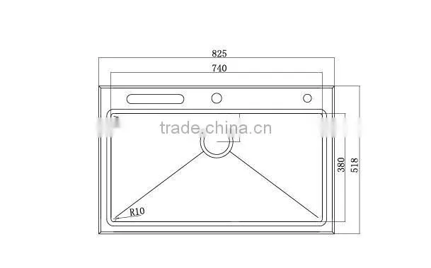 Durable Stainless Steel 304 Single Bowl Overmount Kitchen Sink