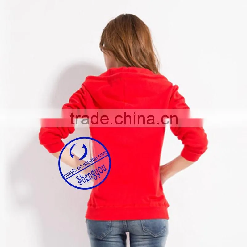 custom women's fleece zipper-up hoodies sweatshirts manufactures in china
