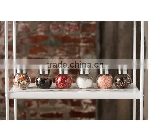 Trade Assurance OEM package Glass Manual Salt And Pepper Grinders Mills bottles with stainless steel cap-Round