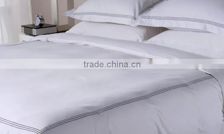 Linen Pro Full Size Plain Embroider Pure Cotton Hotel Linen Bedding Set