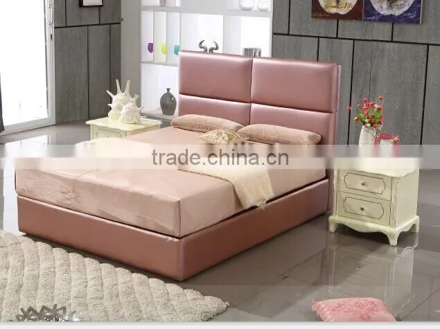 contemporary leather bed high headboard design DH216B
