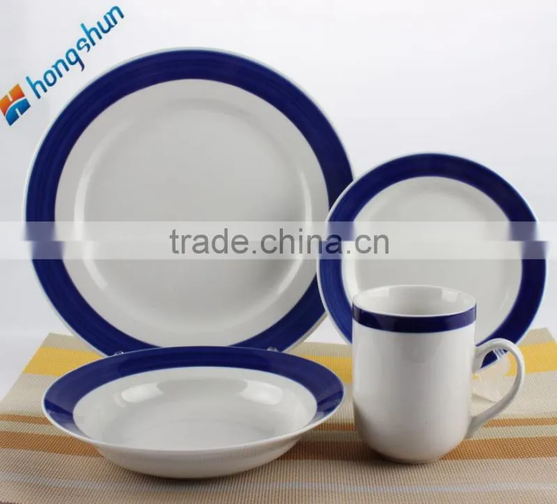 High grade dinner set porcelain crockery items with color band