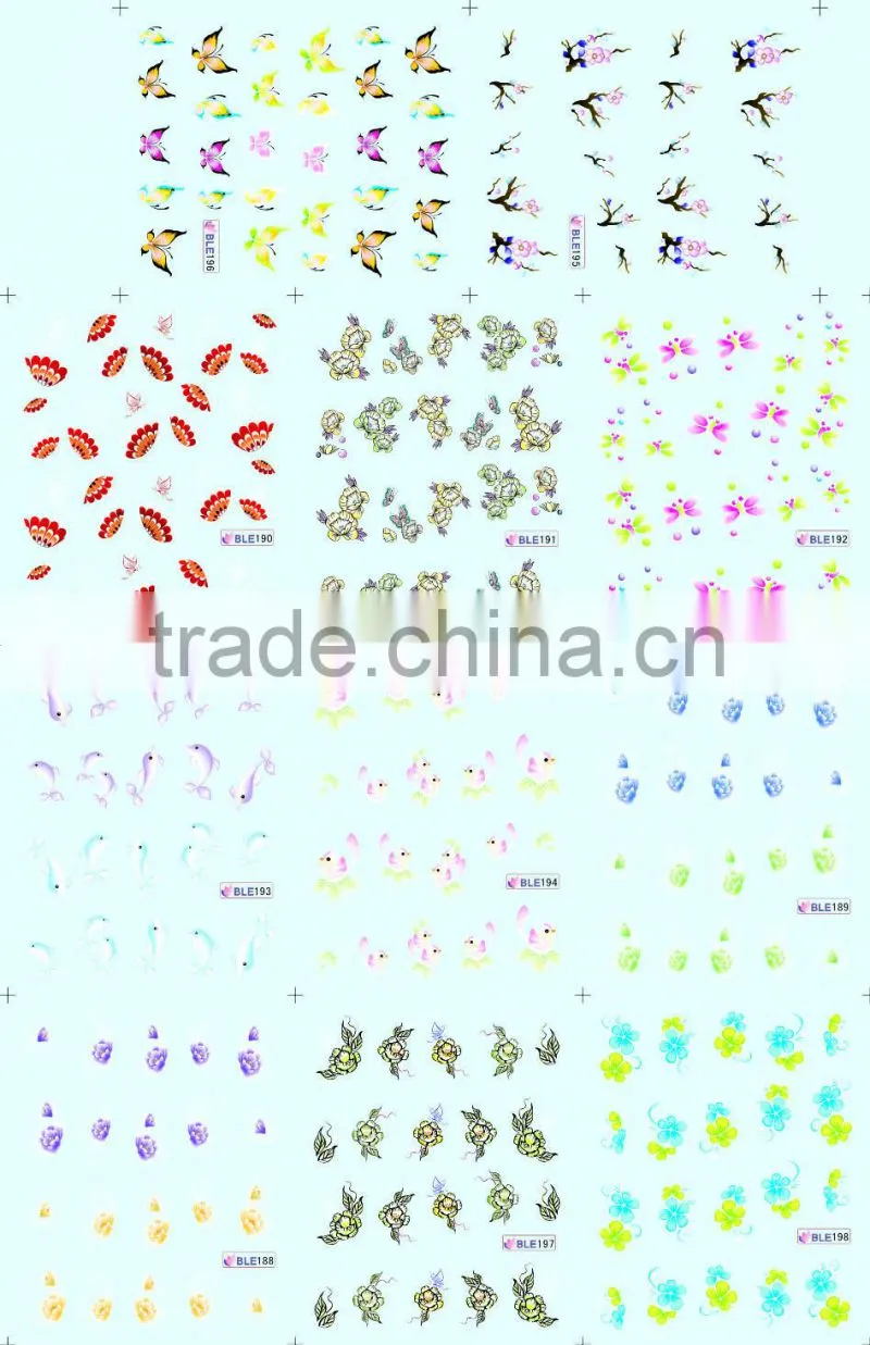 Most popular cheap water transfer printing BLE nail sticker for sale 2015
