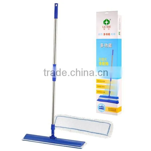 telescopic stainless steel handle fibre cloth fiber rope flat mop ABS frame