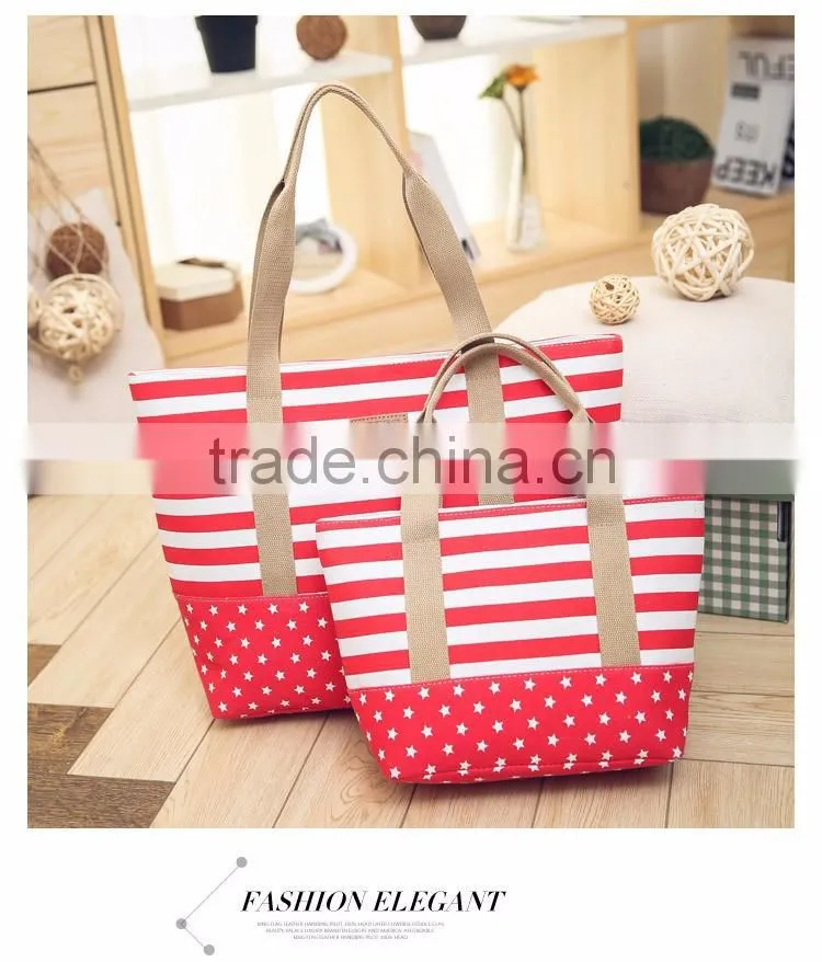 Cotton canvas beach tote bag