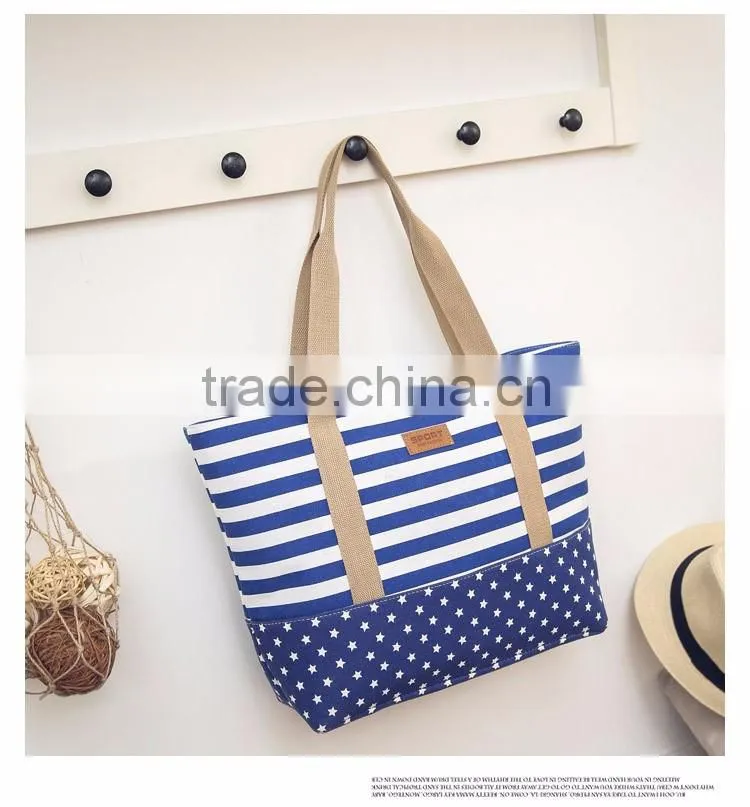 Cotton canvas beach tote bag