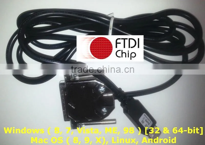 FTDI USB DB-25 Male Serial RS-232 Null Modem with Full Handshake Cable