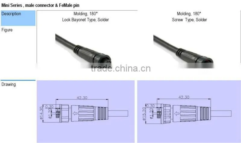 Mini 7 pin waterproof connector