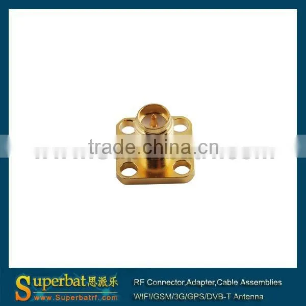 RP SMA Jack,Straight, 4 Hole Panel Mount; Solder adapters sma-f