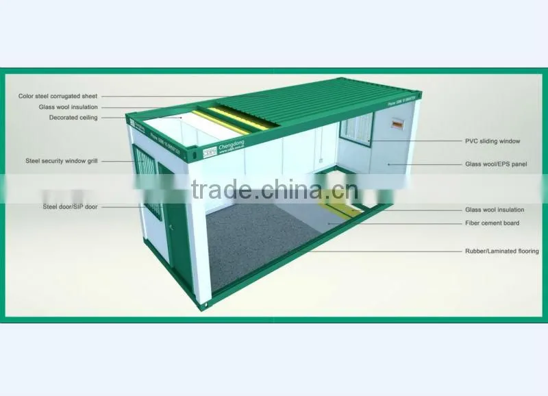 China made low cost Container homes, Hot sale Portable house, 20ft modular kit house