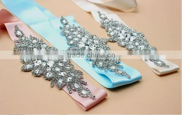 2014 New Design sew on rhinestones appliques and pearl trimming Handmade Welding with cristal strass for sash or wedding dress