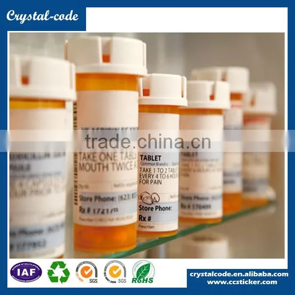 Self adhesive print custom design pill bottles label for bottles