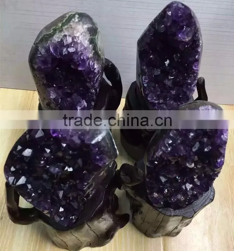 Natural Rock 4 pcs Amethyst Geodes Uruguay Crystal Ornaments On Sale