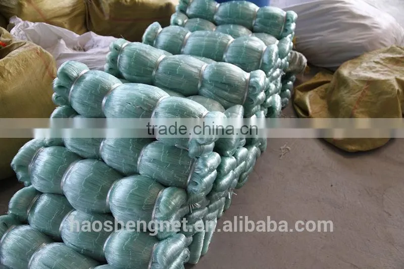 Used nylon green mono fishing nets