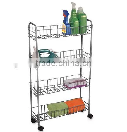 Kitchen Laundry 4 Tiers Chrome Metal Rolling Cart