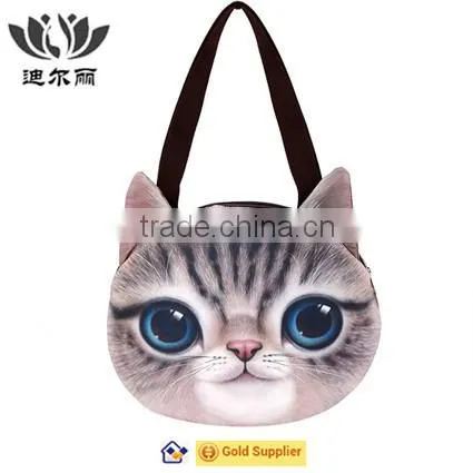 3d cat face tote bags