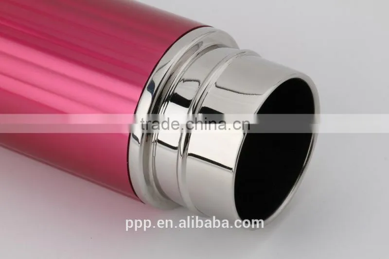 Metal flask with ripple surface/ thermos flasks with pump/thermos flask with button lid