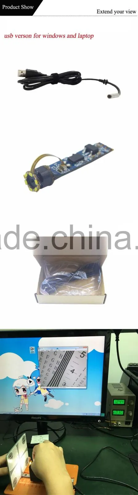 Factory supply 7mm~35mm depth of view usb pc camera with waterproof case