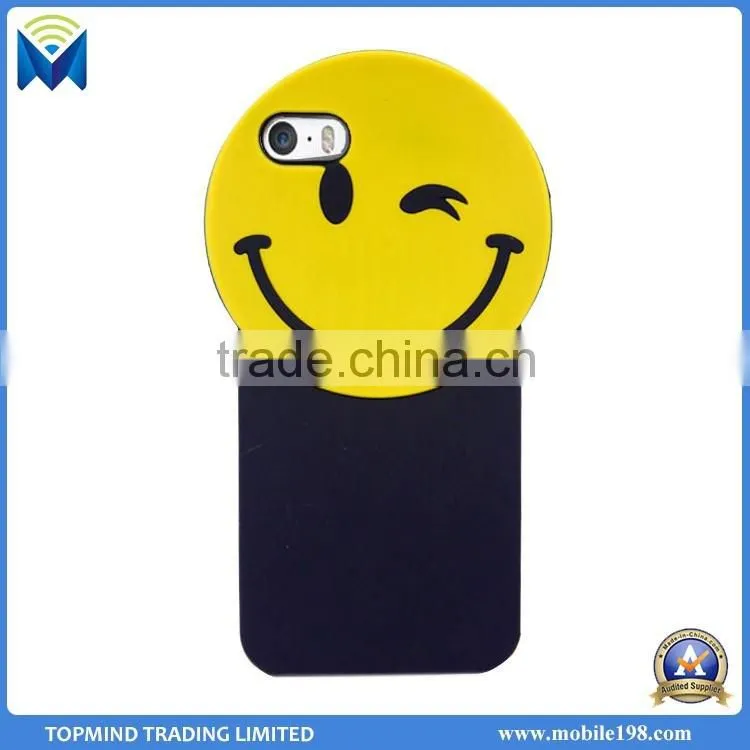 3D smiling face cute soft silicone cell phone case cover for iphone 6 6plus 5s