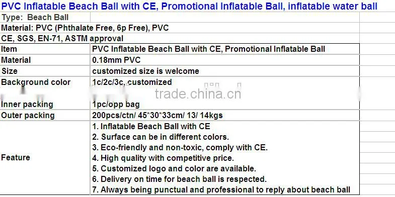 PROMOTIONAL EN71 customised blue giant pvc inflatable beach ball, outdoor toys floating water ball
