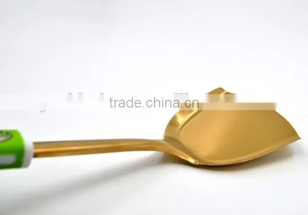 Super quality New design TPR handle gold plating stainless steel Wok turner