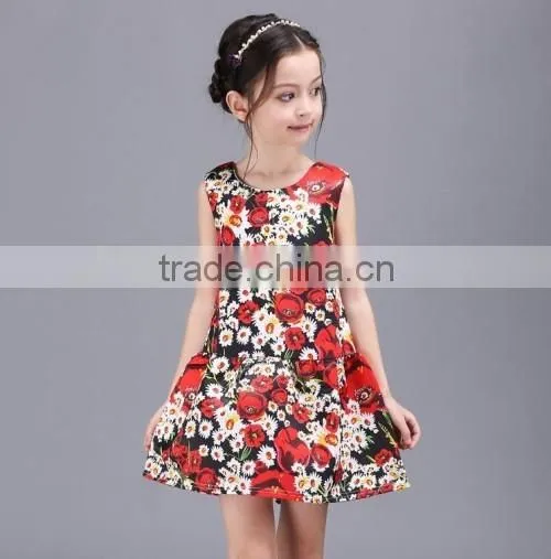 2016 new arrived girls puffy dresses for kids cheap selling flower baby dress designer party dresses kids