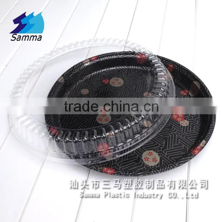 SM1-2104B Cheap non-toxic and disposable plastic sushi tray with clear anti-fog lids