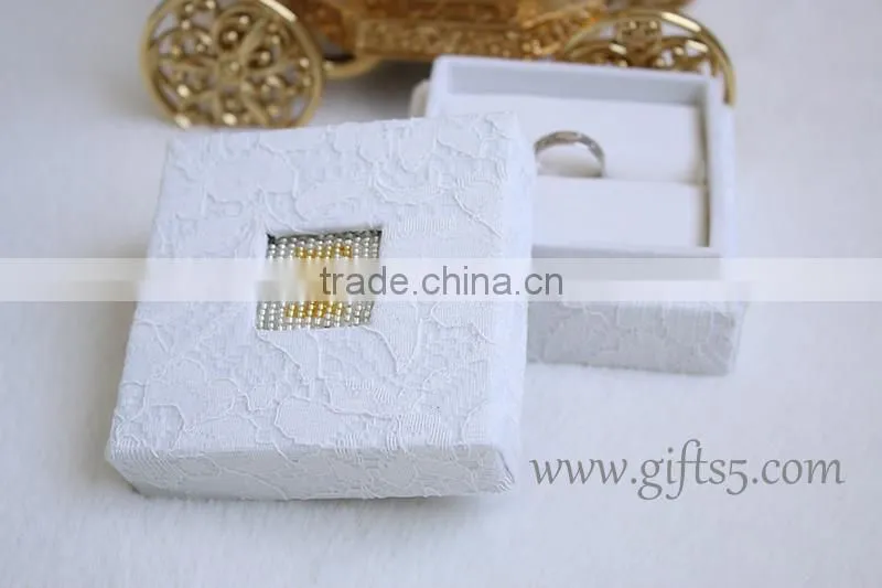 Unique engagement ring boxes with beaded name plate of I