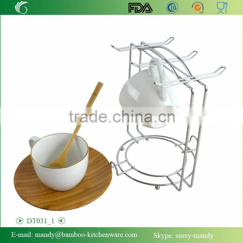 Bamboo Plate and Spoon with stainless steel utensil rack, Stainless steel kitchenwares