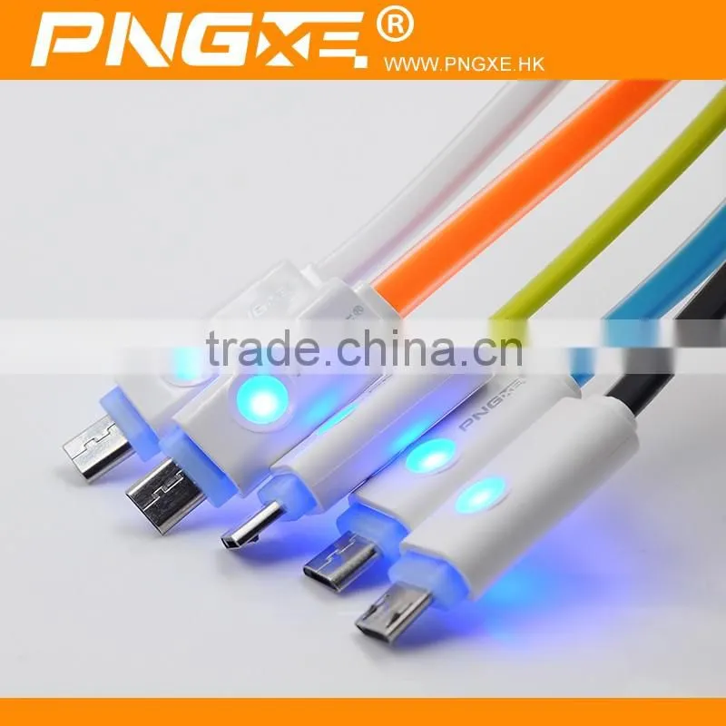 Top selling fashion 2 in 1 charger phone cable fast transfer usb data cable with led