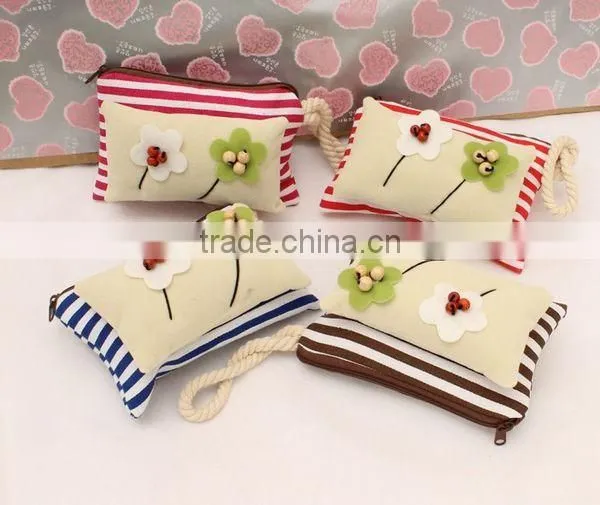 Fashion Stripe Hand Sewing Beads Fabrics Woman Coin Wallet Wholesale ZTCW-0022