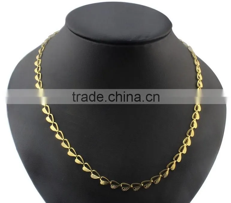 Whole gold color Semi-hollow heart shape steel necklace for women