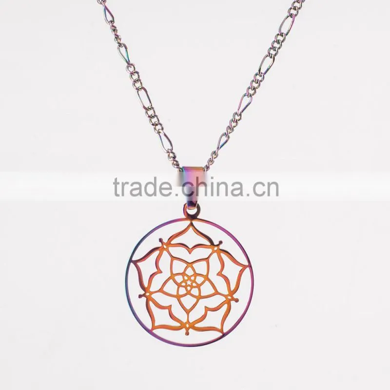 Wholesale chakra jewelry fashion long chain necklaces flower pendant