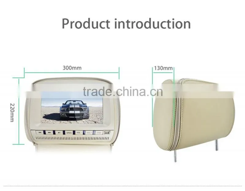 Automobiles 9 inch car dvd headrest monitor with leather zipper,USB,SD,FM,IR audio.