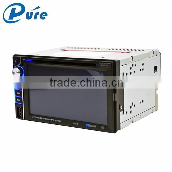 Hot Sale 6.2 inch Double Din Touch Screen Car DVD Player Built in TV System/ FM Radio/ Amplifier with Bluetooth