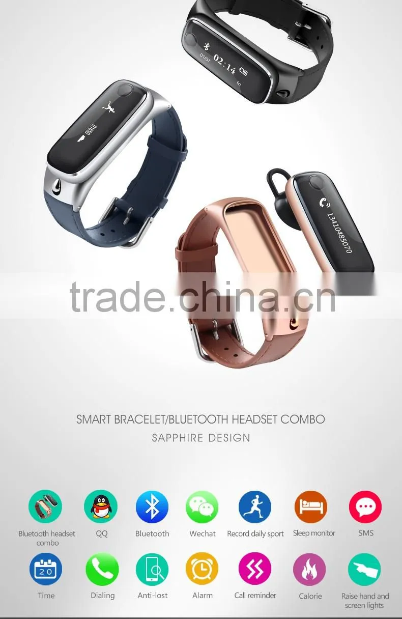 Hot sales fashion multifunctional health management smart bracelet Bluetooth with headset combo